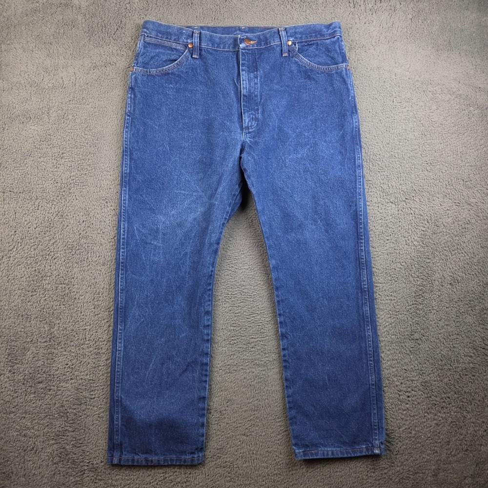 Vintage Wrangler 13MWZ Jeans Men's 38x30 Blue Denim Pants Cowboy Cut Straight